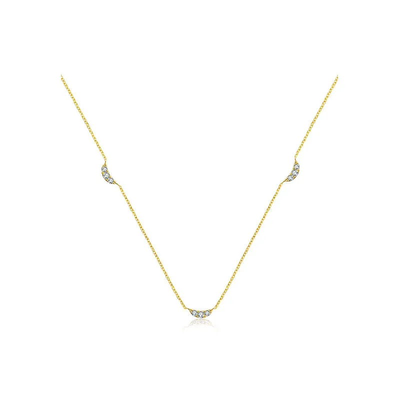 18k Gold Moon Shape Diamond Necklace / Choker