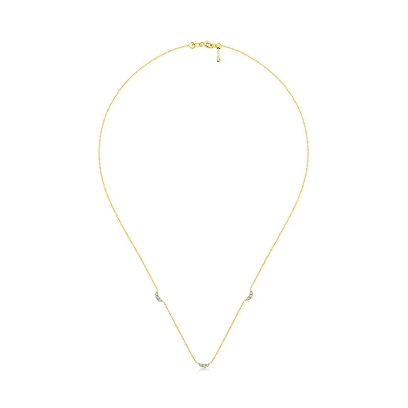 18k Gold Moon Shape Diamond Necklace / Choker