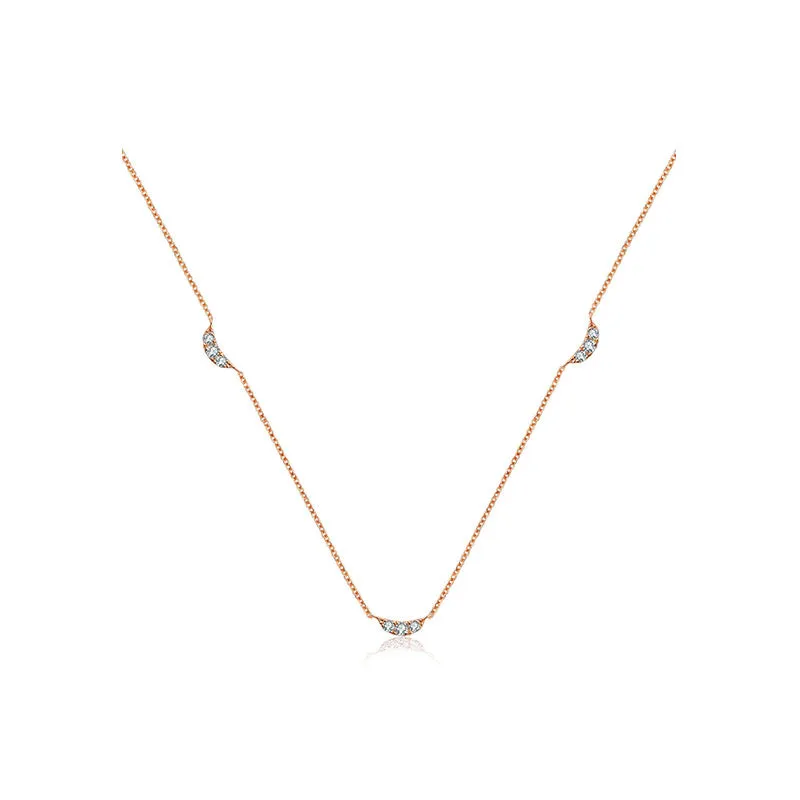 18k Gold Moon Shape Diamond Necklace / Choker
