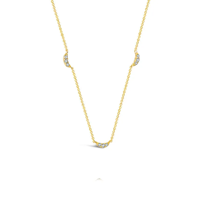 18k Gold Moon Shape Diamond Necklace / Choker