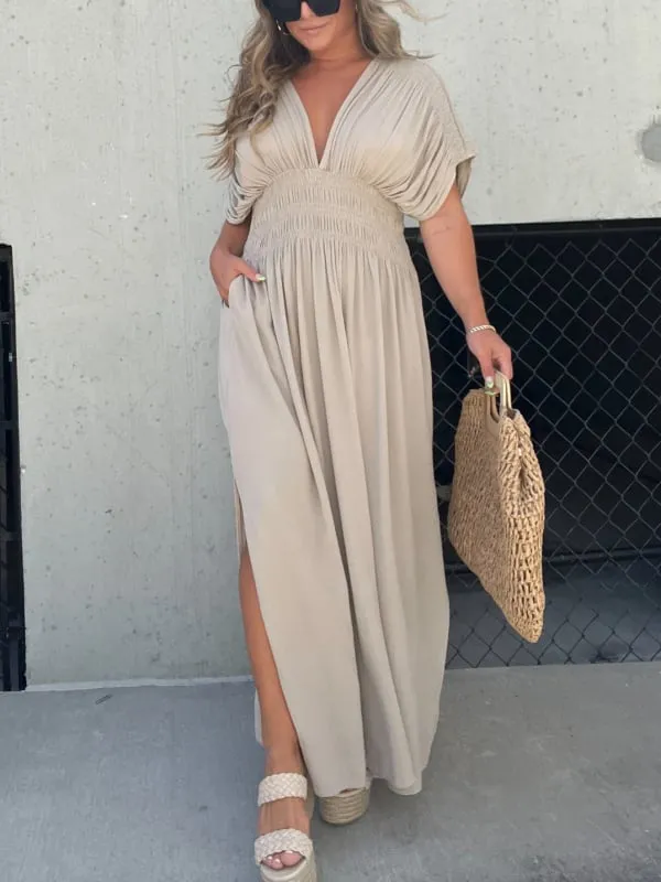 🔥50% OFF💗New Slit v-neck effortless maxi long dress