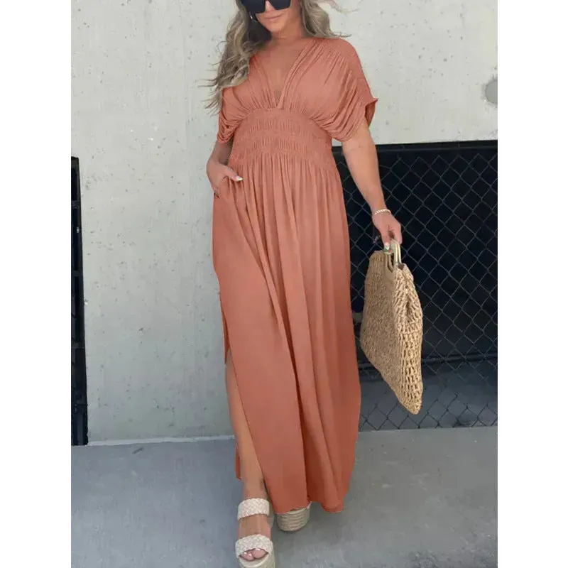🔥50% OFF💗New Slit v-neck effortless maxi long dress