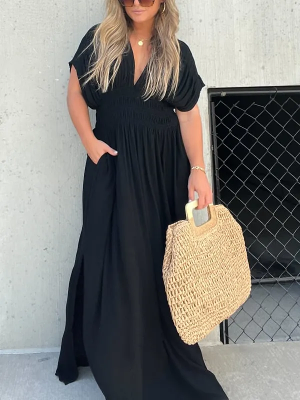 🔥50% OFF💗New Slit v-neck effortless maxi long dress