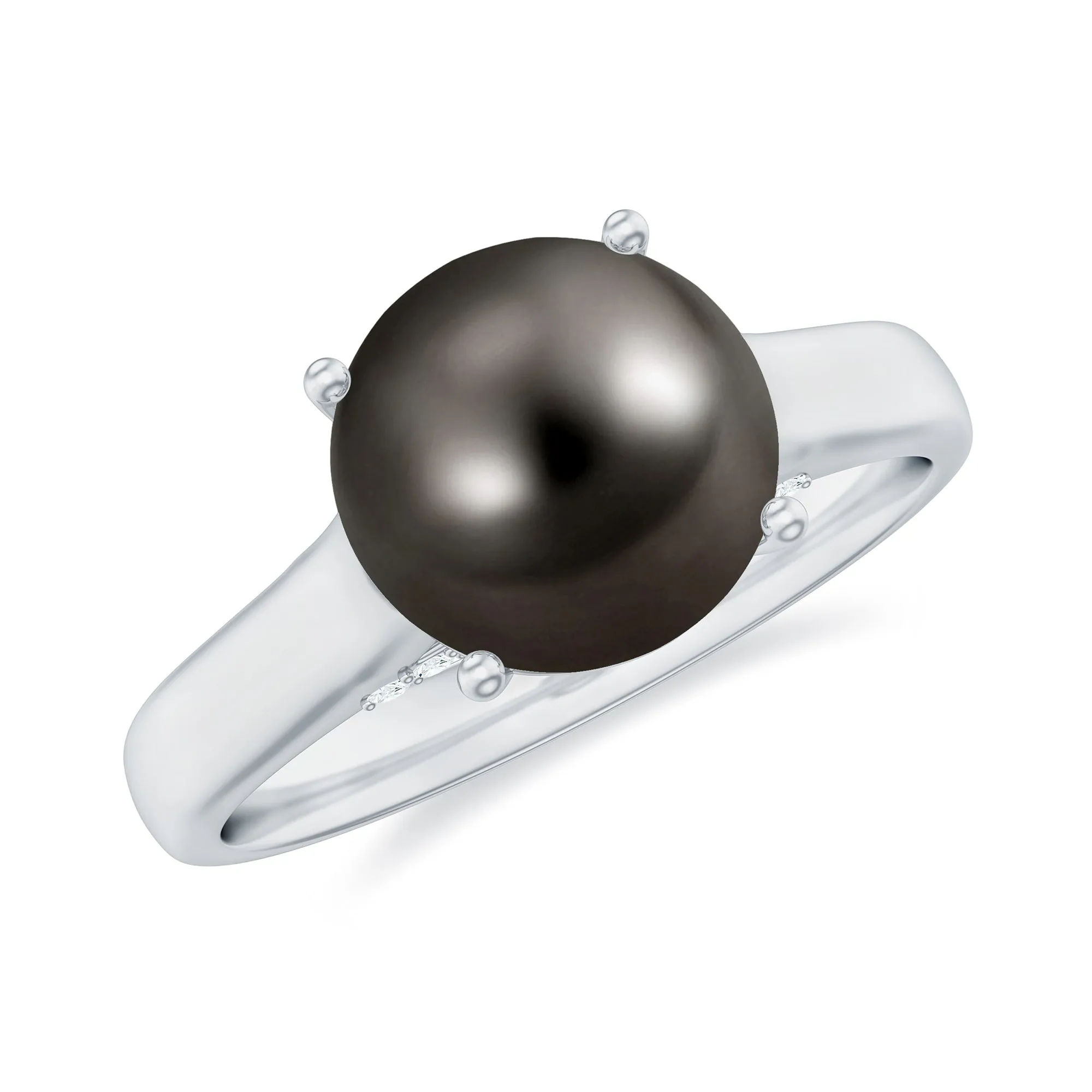 7.75 CT Classic Tahitian Pearl Solitaire Ring with Surprise Diamond