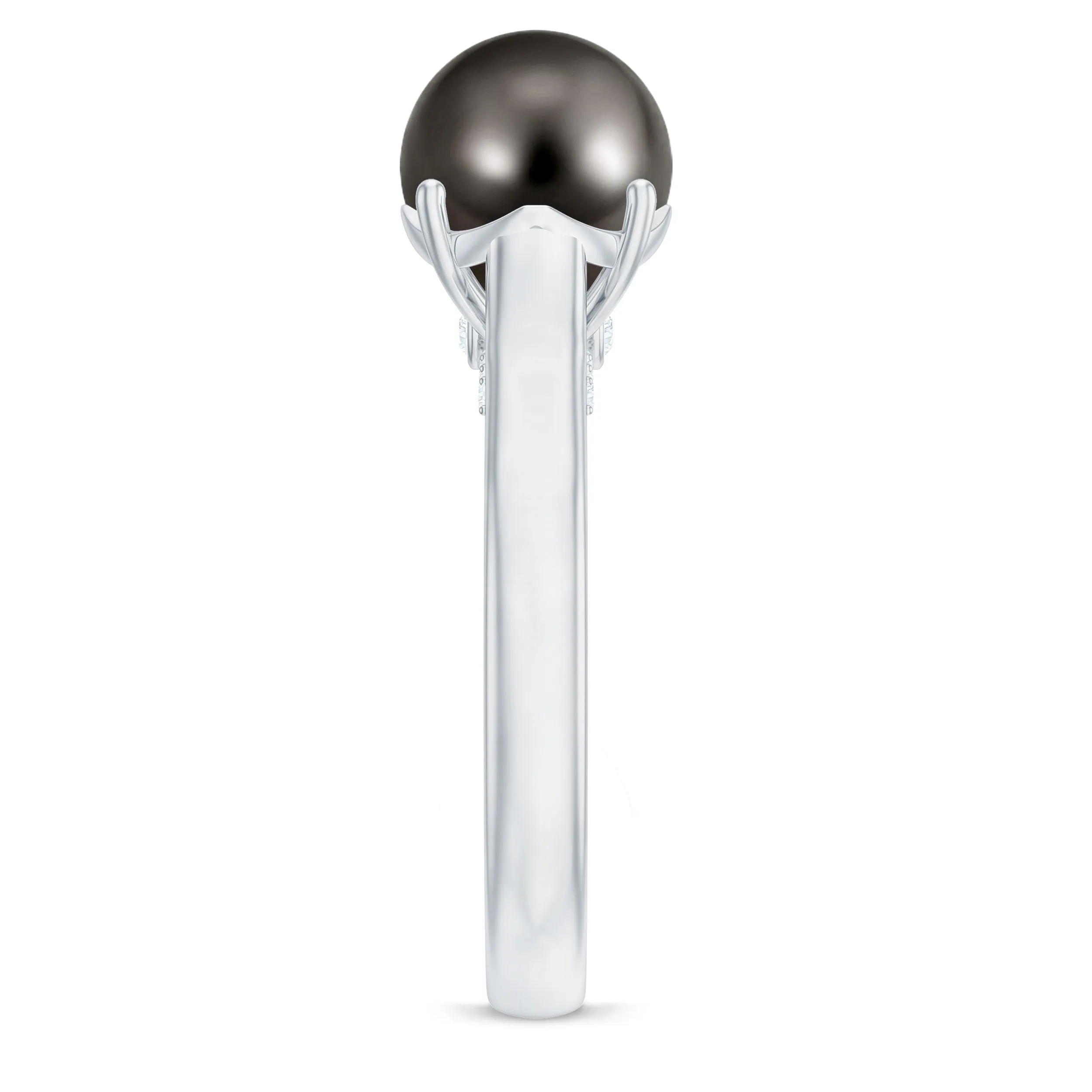 7.75 CT Classic Tahitian Pearl Solitaire Ring with Surprise Diamond