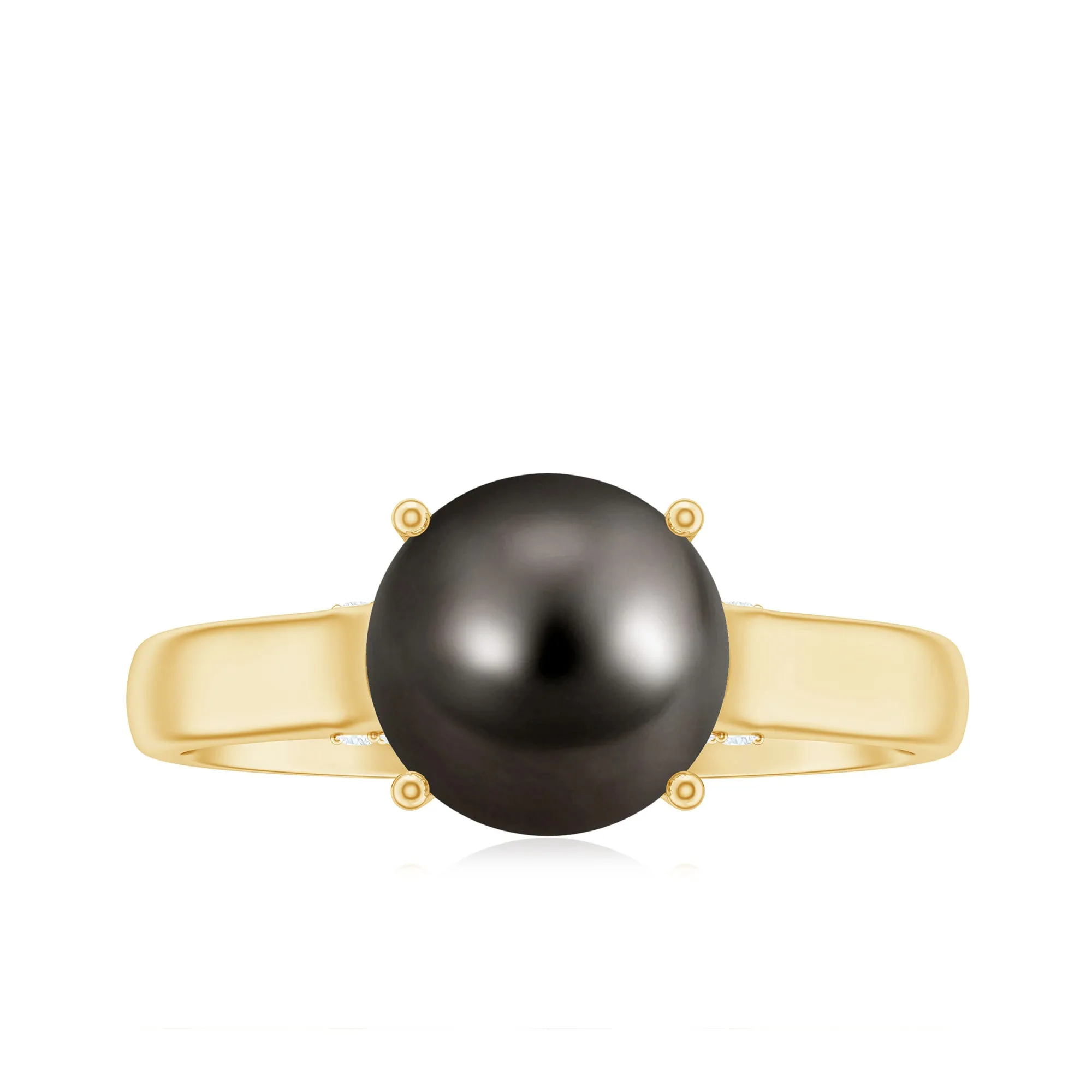 7.75 CT Classic Tahitian Pearl Solitaire Ring with Surprise Diamond