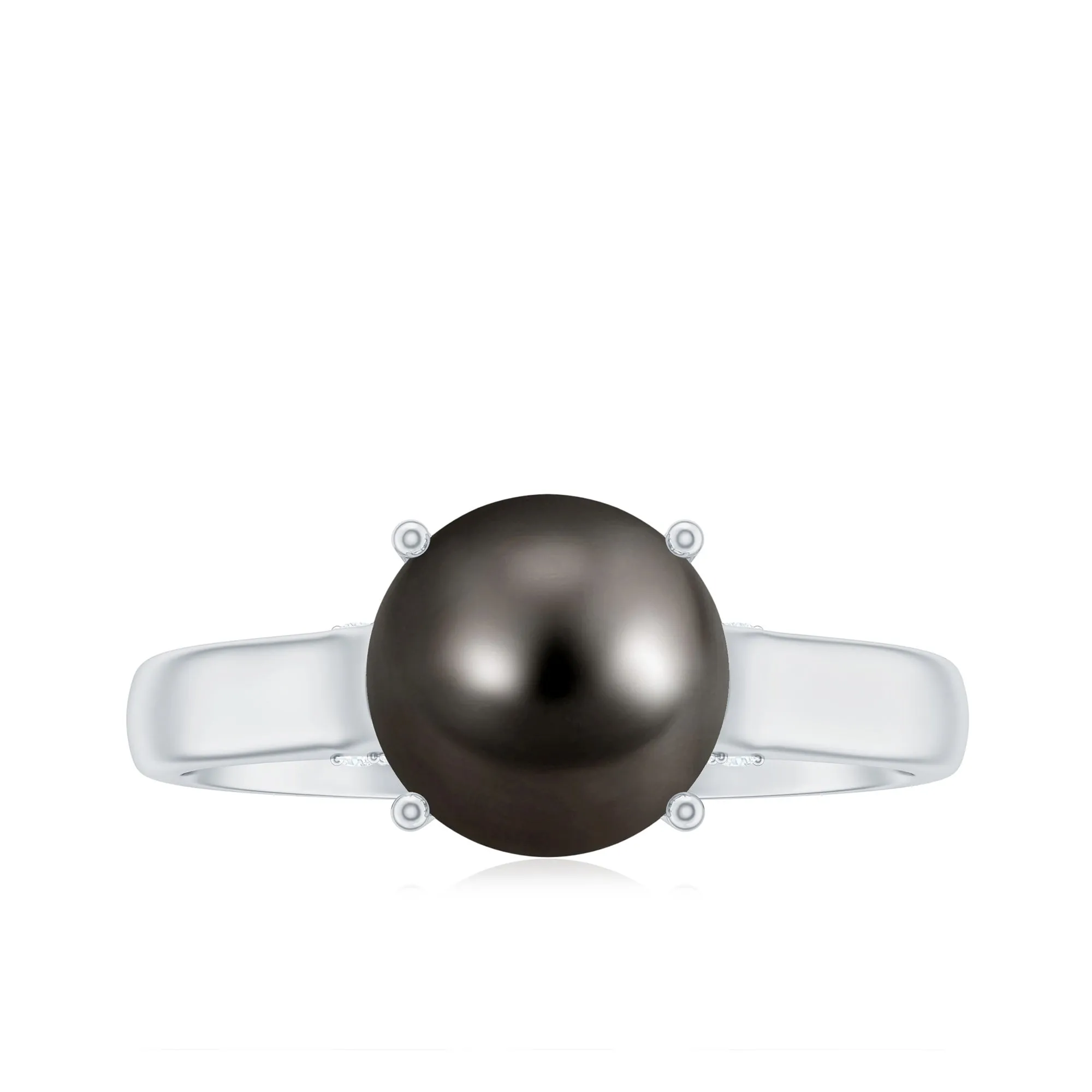 7.75 CT Classic Tahitian Pearl Solitaire Ring with Surprise Diamond