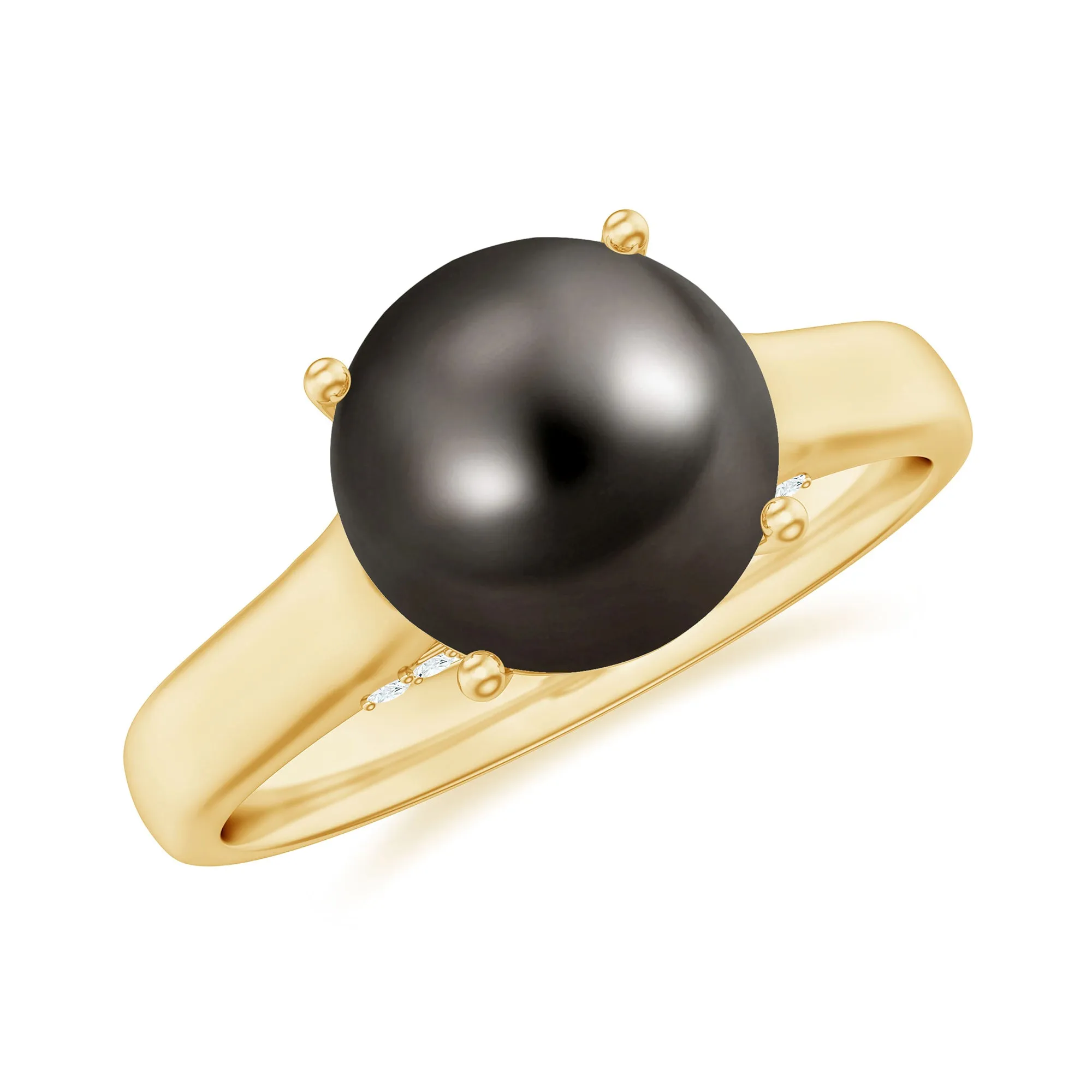 7.75 CT Classic Tahitian Pearl Solitaire Ring with Surprise Diamond