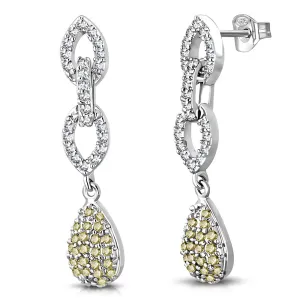 925 Sterling Silver White Clear Brown CZ Dangle Drop Earrings