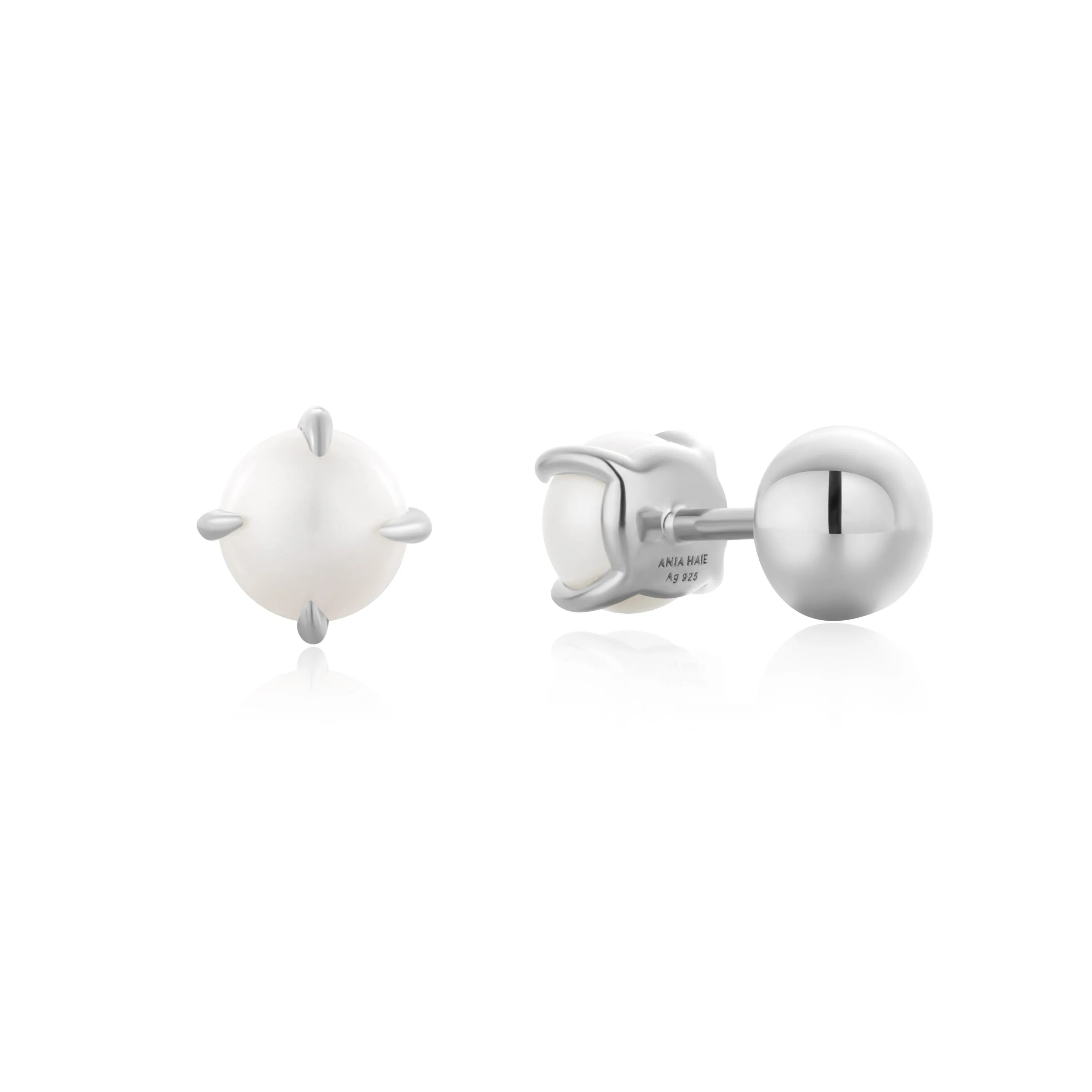 Ania Haie Silver Pearl Barbell Earrings