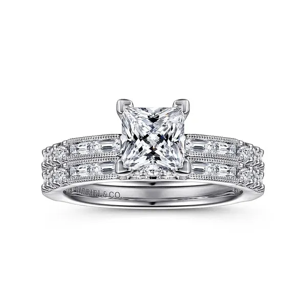 Art Deco Inspired Princess Cut Diamond Engagement Ring Mounting
