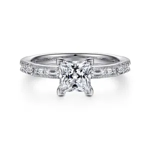 Art Deco Inspired Princess Cut Diamond Engagement Ring Mounting