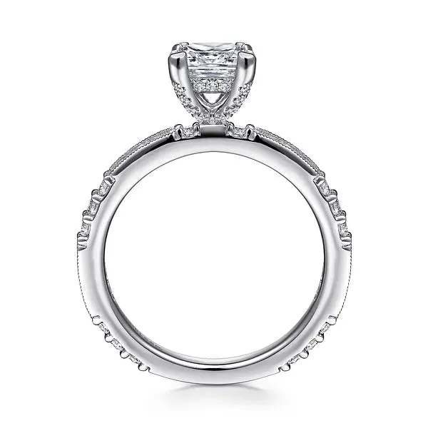 Art Deco Inspired Princess Cut Diamond Engagement Ring Mounting
