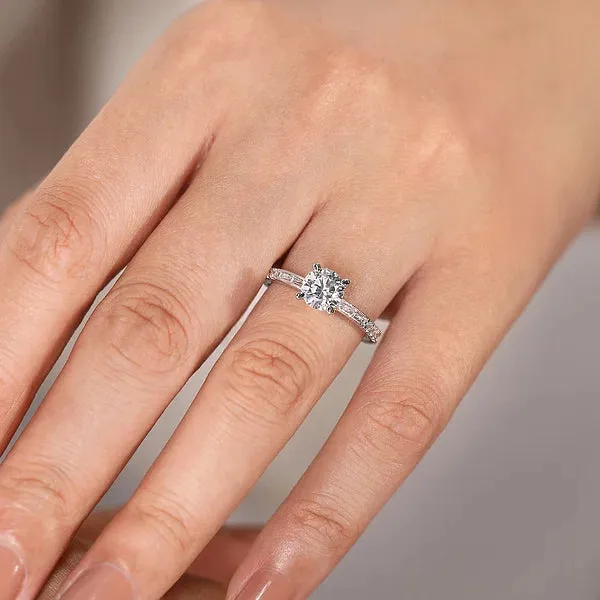 Art Deco Inspired Round Diamond Channel Set Engagement Ring Mounting