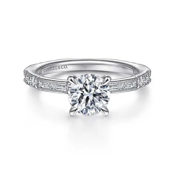 Art Deco Inspired Round Diamond Channel Set Engagement Ring Mounting
