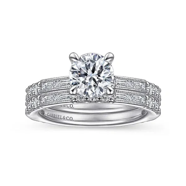 Art Deco Inspired Round Diamond Channel Set Engagement Ring Mounting