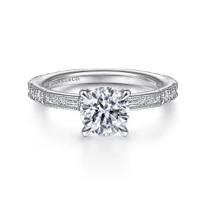 Art Deco Inspired Round Diamond Channel Set Engagement Ring Mounting