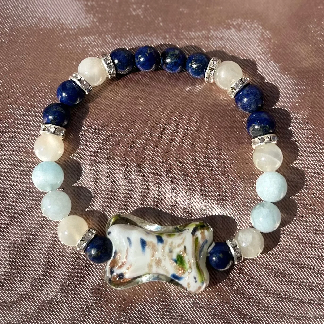 Blue Lace Agate x Lapis Lazuli x Moonstone Bracelet