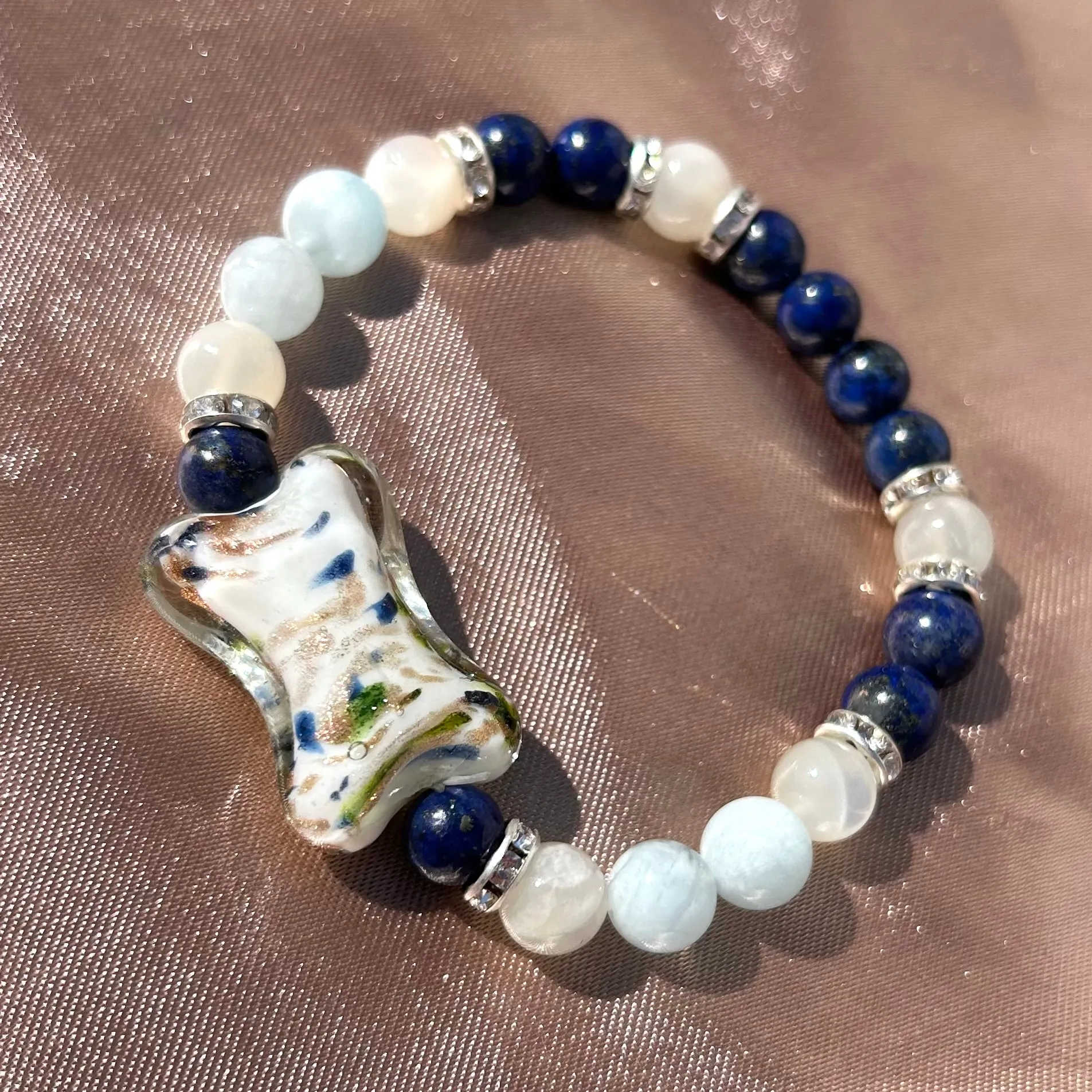 Blue Lace Agate x Lapis Lazuli x Moonstone Bracelet