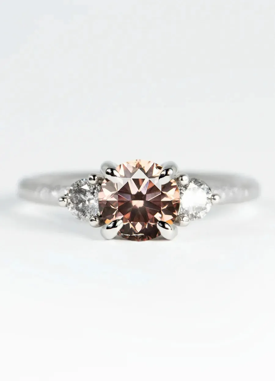 Custom Coloured Diamond Trilogy Engagement Rings