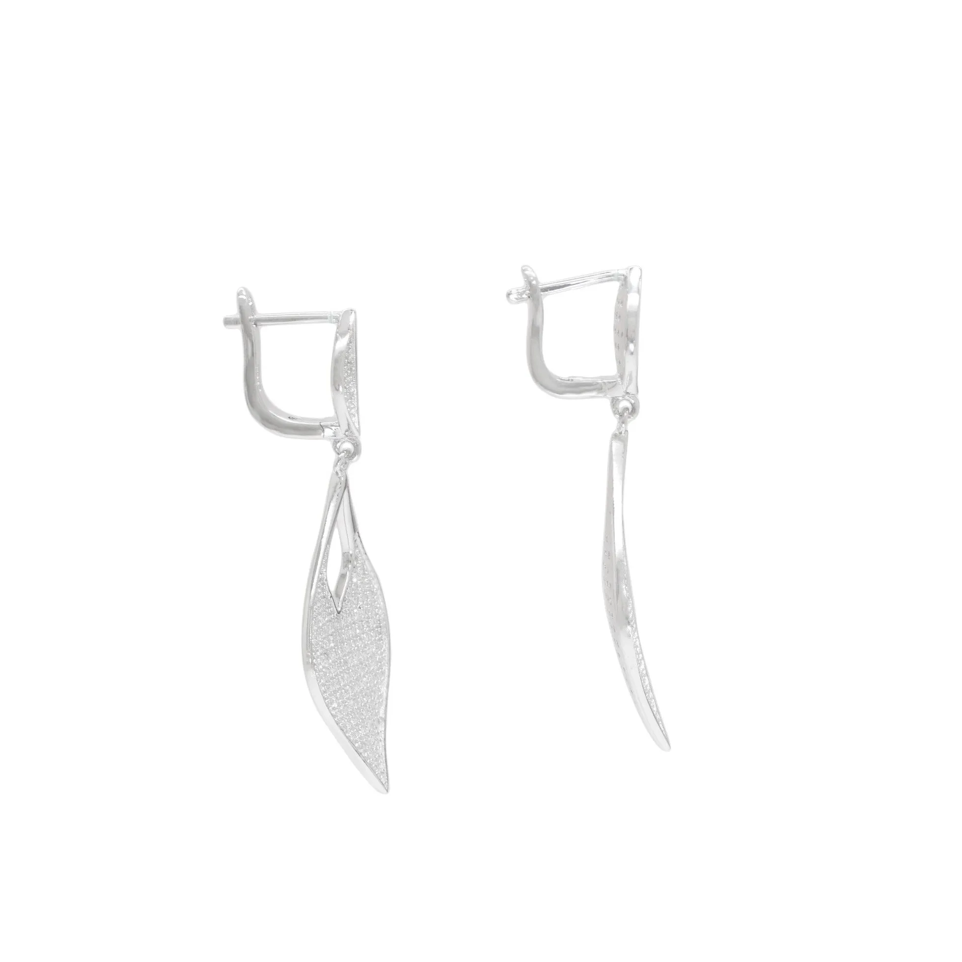 Elegant Leaf-Shaped Crystal Drop Earrings