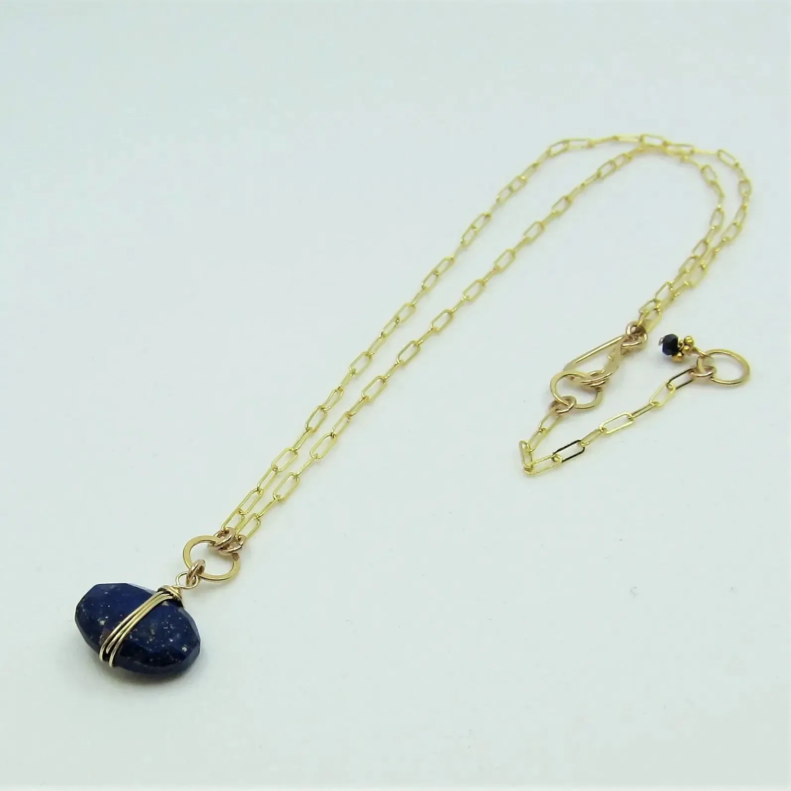 Faceted Cushion Cut Lapis Lazuli Gemstone Necklace