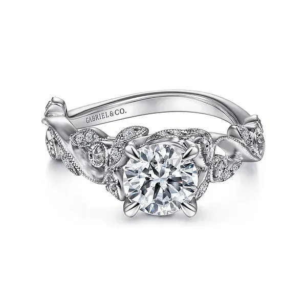 Floral Round Diamond Engagement Ring Mounting