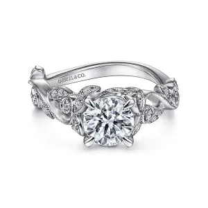 Floral Round Diamond Engagement Ring Mounting