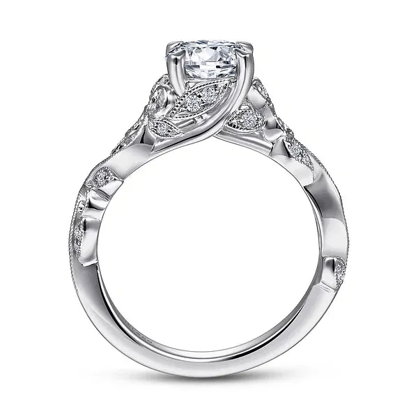 Floral Round Diamond Engagement Ring Mounting