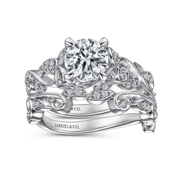 Floral Round Diamond Engagement Ring Mounting
