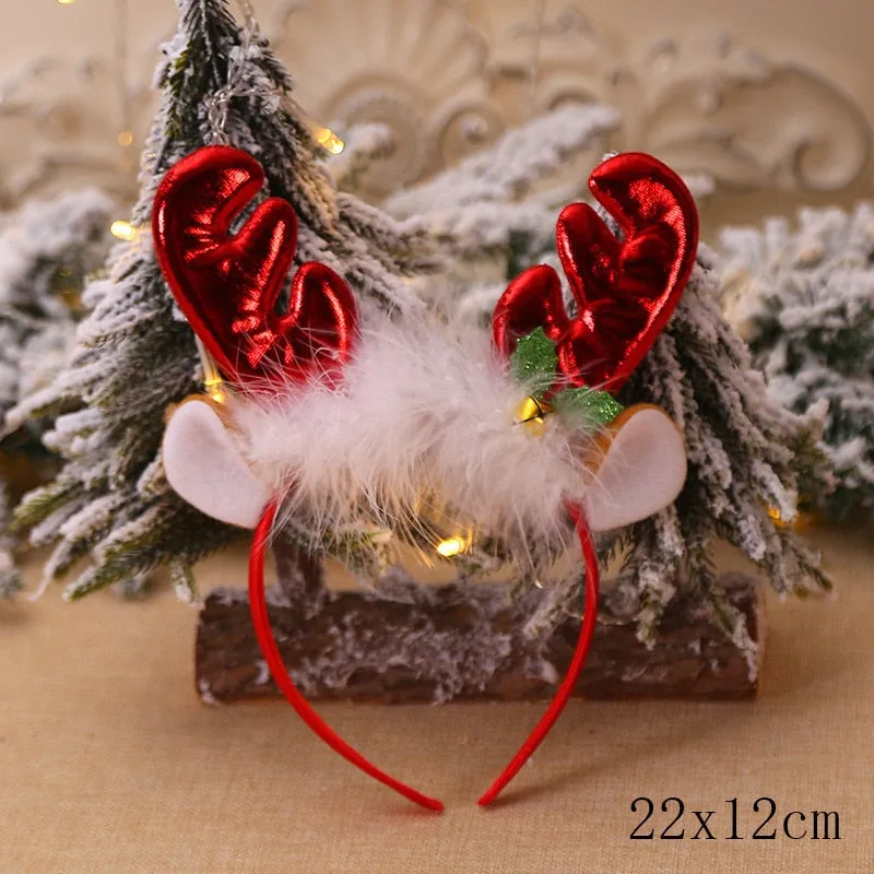 HULIANFU 2023 Christmas Headbands for Children Santa Elk Antlers Baby Headband Kids Diadem Elf Ears Horns Noel Navidad 2023 Hair Accessories