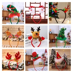 HULIANFU 2023 Christmas Headbands for Children Santa Elk Antlers Baby Headband Kids Diadem Elf Ears Horns Noel Navidad 2023 Hair Accessories