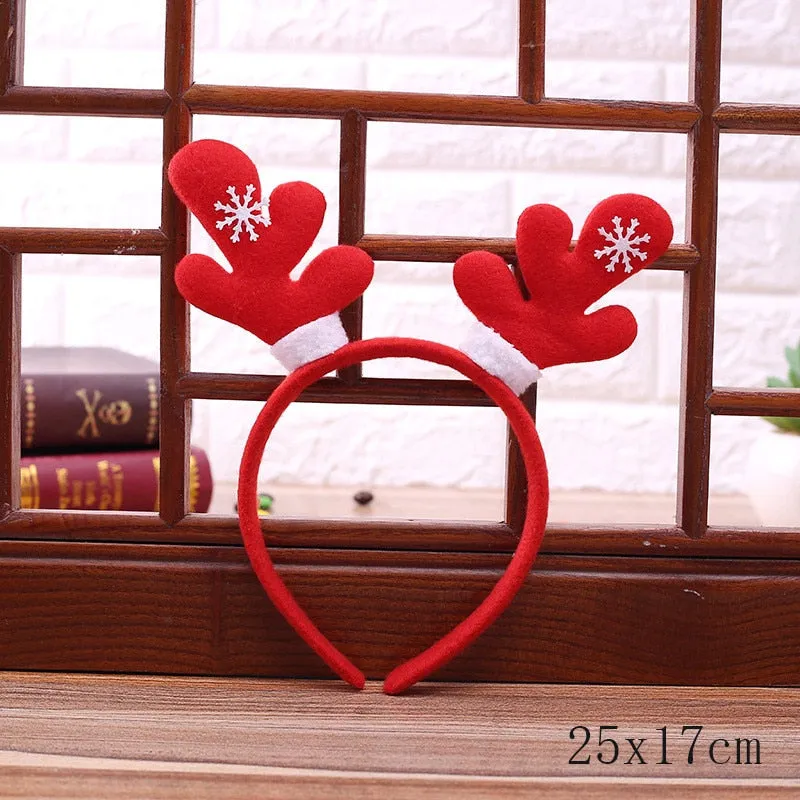 HULIANFU 2023 Christmas Headbands for Children Santa Elk Antlers Baby Headband Kids Diadem Elf Ears Horns Noel Navidad 2023 Hair Accessories
