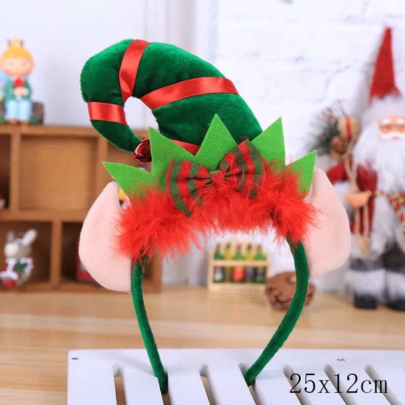 HULIANFU 2023 Christmas Headbands for Children Santa Elk Antlers Baby Headband Kids Diadem Elf Ears Horns Noel Navidad 2023 Hair Accessories
