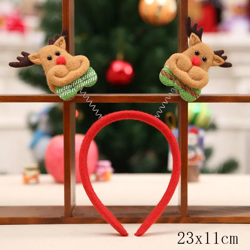HULIANFU 2023 Christmas Headbands for Children Santa Elk Antlers Baby Headband Kids Diadem Elf Ears Horns Noel Navidad 2023 Hair Accessories