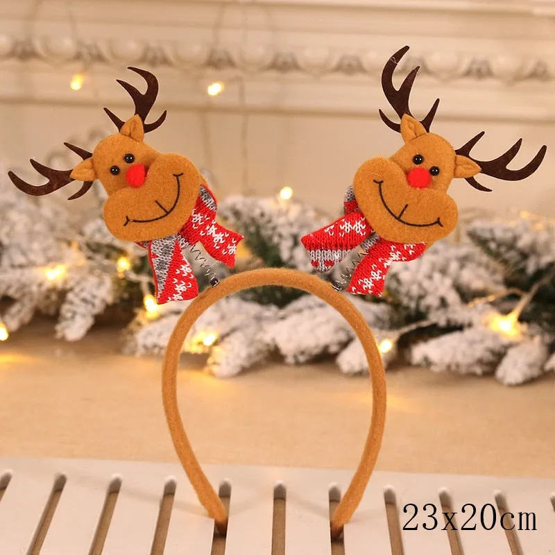 HULIANFU 2023 Christmas Headbands for Children Santa Elk Antlers Baby Headband Kids Diadem Elf Ears Horns Noel Navidad 2023 Hair Accessories