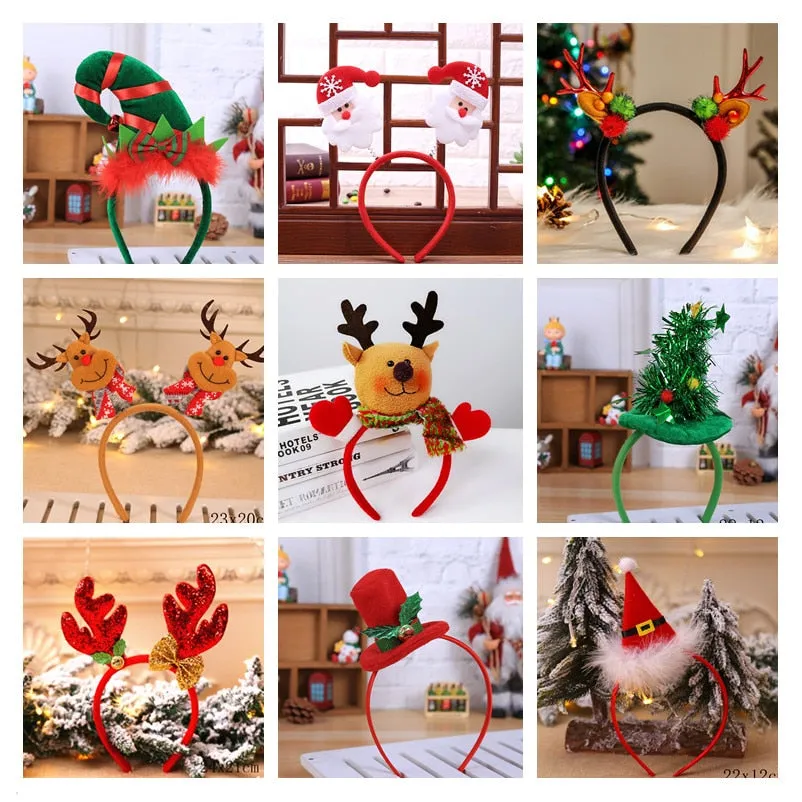 HULIANFU 2023 Christmas Headbands for Children Santa Elk Antlers Baby Headband Kids Diadem Elf Ears Horns Noel Navidad 2023 Hair Accessories