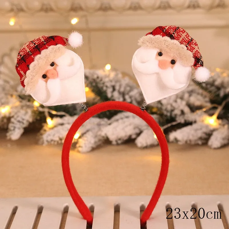 HULIANFU 2023 Christmas Headbands for Children Santa Elk Antlers Baby Headband Kids Diadem Elf Ears Horns Noel Navidad 2023 Hair Accessories