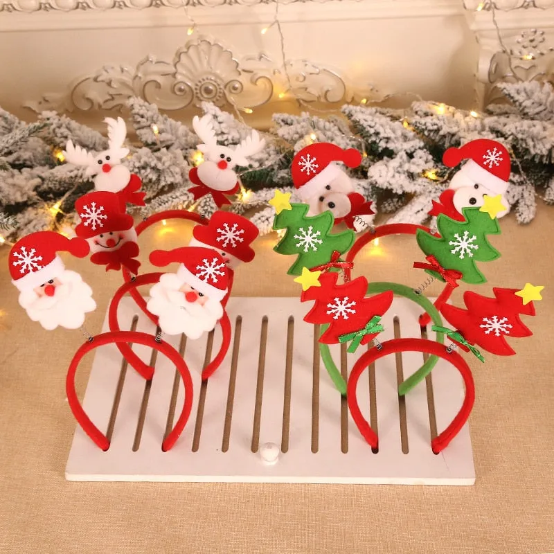 HULIANFU 2023 Christmas Headbands for Children Santa Elk Antlers Baby Headband Kids Diadem Elf Ears Horns Noel Navidad 2023 Hair Accessories