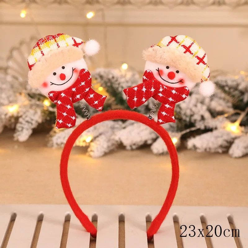 HULIANFU 2023 Christmas Headbands for Children Santa Elk Antlers Baby Headband Kids Diadem Elf Ears Horns Noel Navidad 2023 Hair Accessories