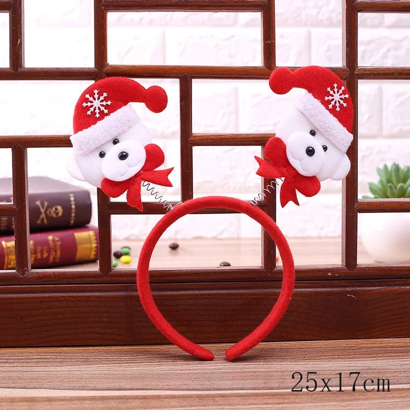 HULIANFU 2023 Christmas Headbands for Children Santa Elk Antlers Baby Headband Kids Diadem Elf Ears Horns Noel Navidad 2023 Hair Accessories