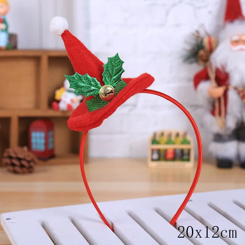 HULIANFU 2023 Christmas Headbands for Children Santa Elk Antlers Baby Headband Kids Diadem Elf Ears Horns Noel Navidad 2023 Hair Accessories