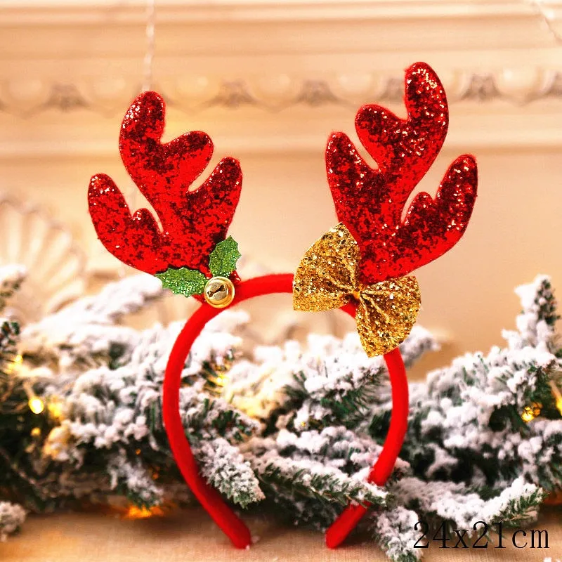HULIANFU 2023 Christmas Headbands for Children Santa Elk Antlers Baby Headband Kids Diadem Elf Ears Horns Noel Navidad 2023 Hair Accessories