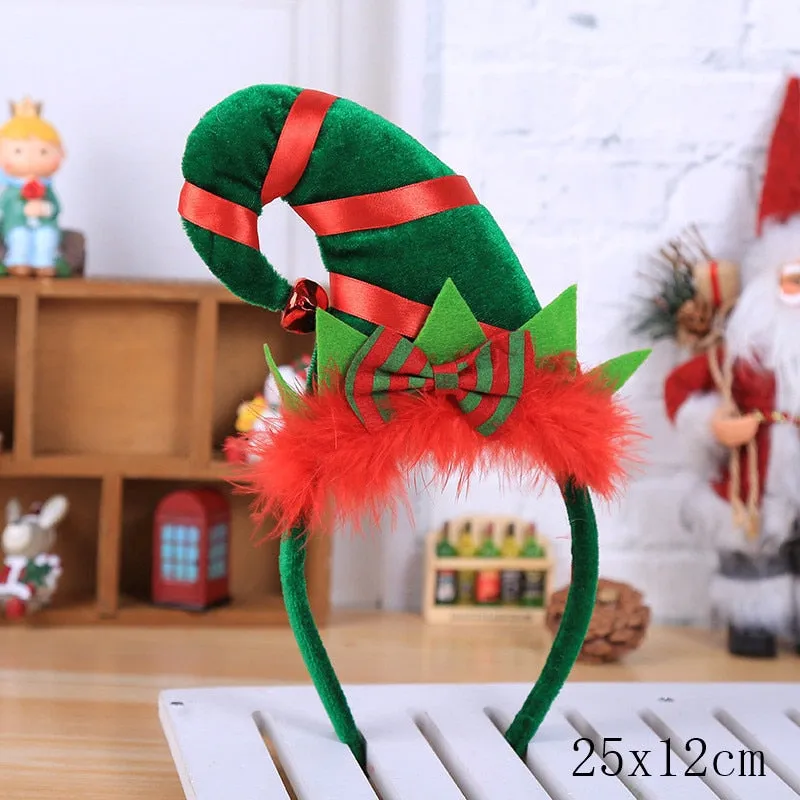 HULIANFU 2023 Christmas Headbands for Children Santa Elk Antlers Baby Headband Kids Diadem Elf Ears Horns Noel Navidad 2023 Hair Accessories