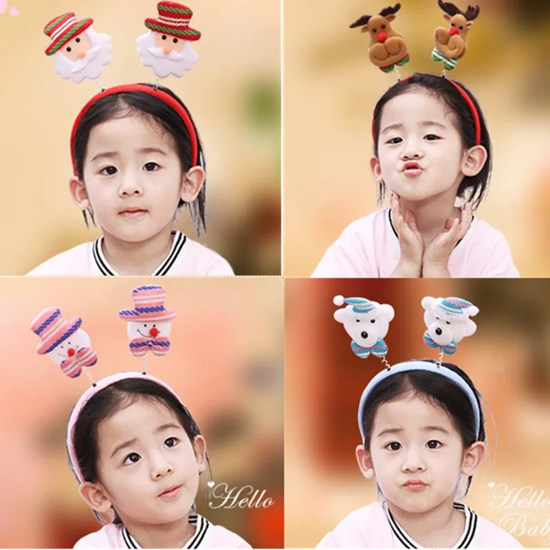 HULIANFU 2023 Christmas Headbands for Children Santa Elk Antlers Baby Headband Kids Diadem Elf Ears Horns Noel Navidad 2023 Hair Accessories