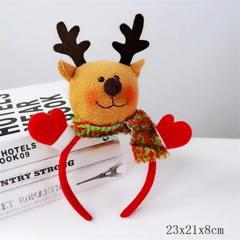 HULIANFU 2023 Christmas Headbands for Children Santa Elk Antlers Baby Headband Kids Diadem Elf Ears Horns Noel Navidad 2023 Hair Accessories