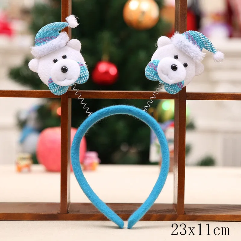 HULIANFU 2023 Christmas Headbands for Children Santa Elk Antlers Baby Headband Kids Diadem Elf Ears Horns Noel Navidad 2023 Hair Accessories
