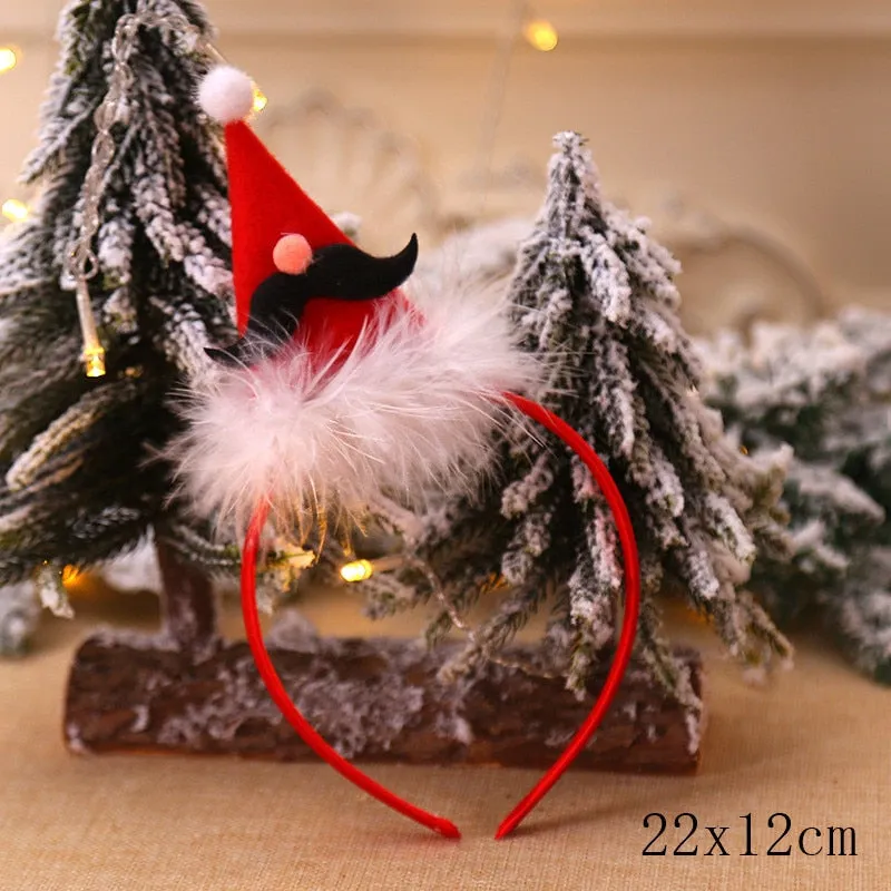 HULIANFU 2023 Christmas Headbands for Children Santa Elk Antlers Baby Headband Kids Diadem Elf Ears Horns Noel Navidad 2023 Hair Accessories