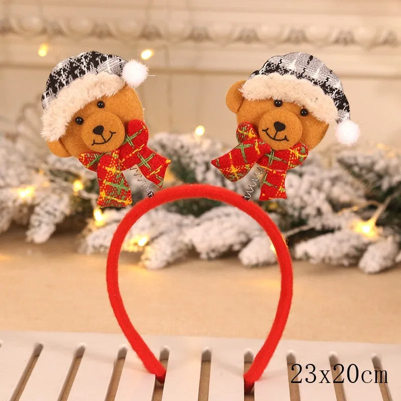 HULIANFU 2023 Christmas Headbands for Children Santa Elk Antlers Baby Headband Kids Diadem Elf Ears Horns Noel Navidad 2023 Hair Accessories