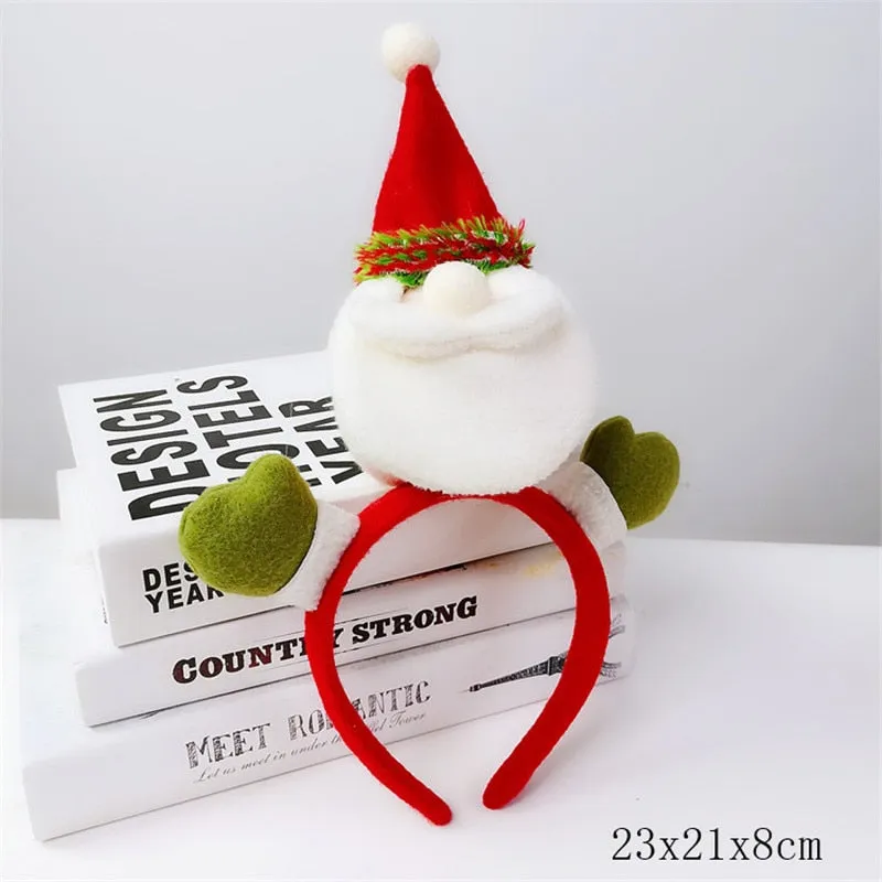 HULIANFU 2023 Christmas Headbands for Children Santa Elk Antlers Baby Headband Kids Diadem Elf Ears Horns Noel Navidad 2023 Hair Accessories